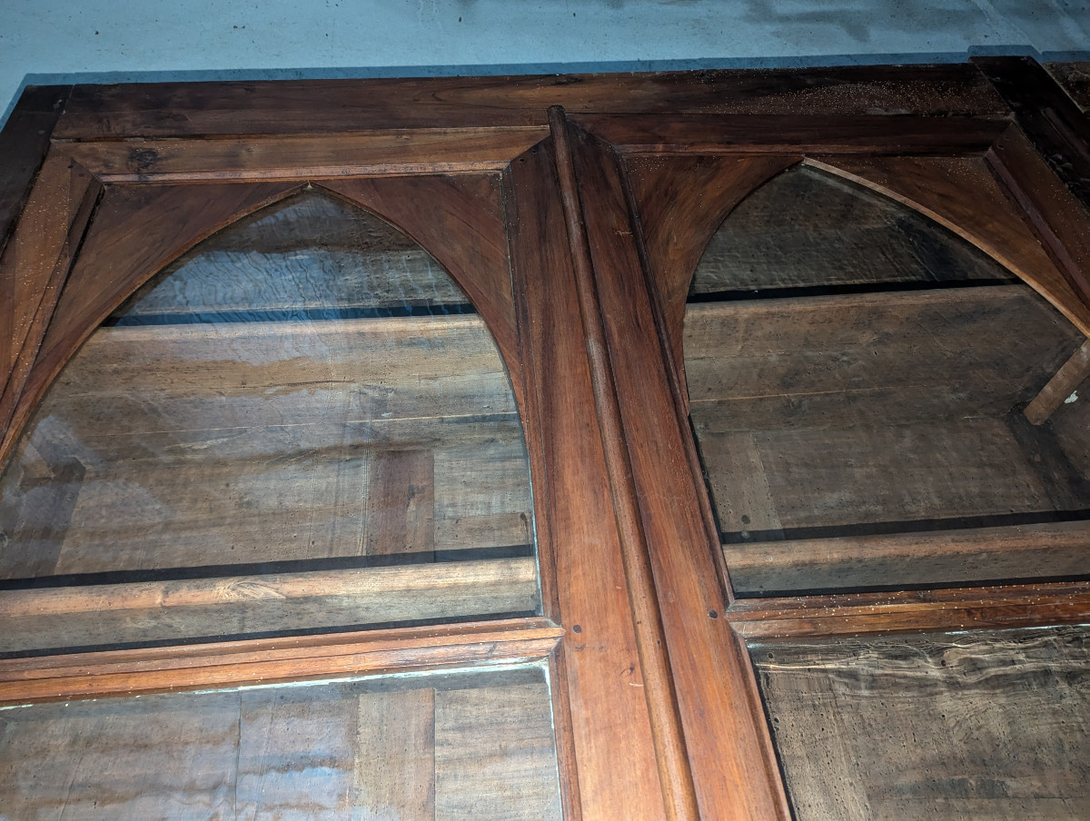 Grande bibliothèque en noyer 19 ème siècle -photo-3