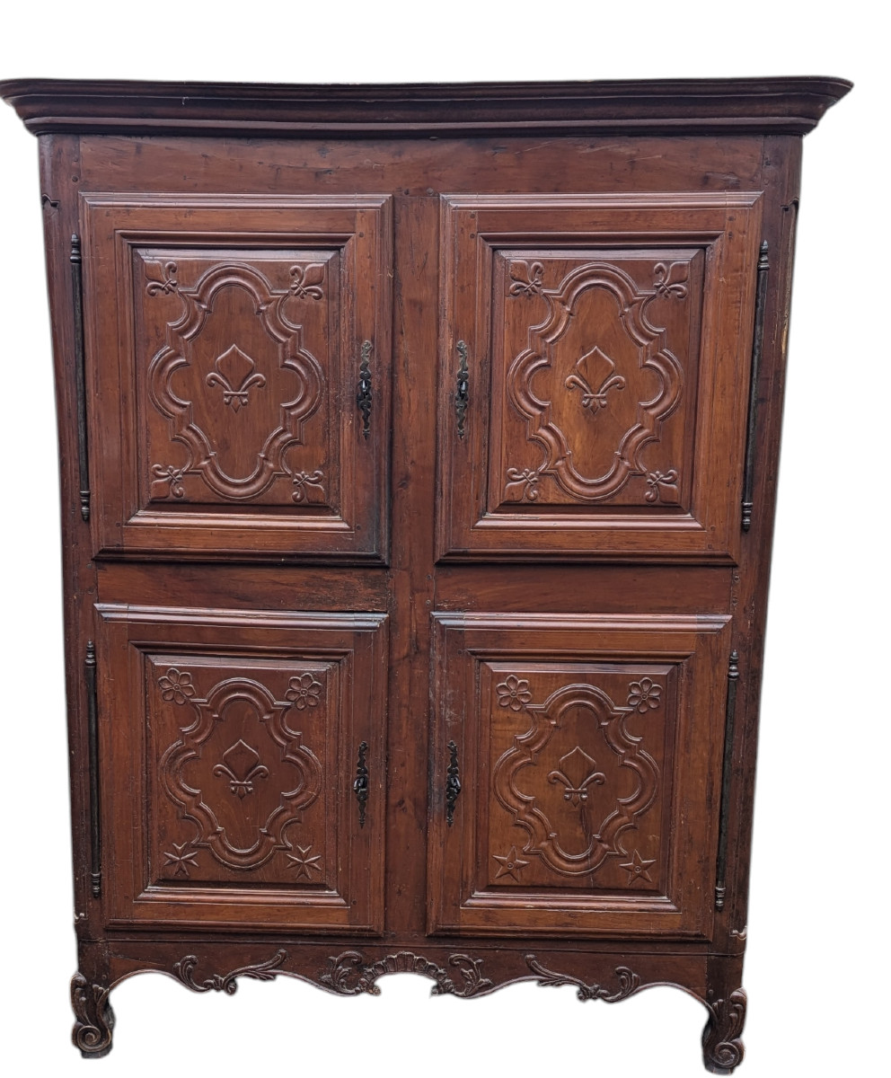Two-part Buffet With Four Doors, 18th Century, In Fruitwood