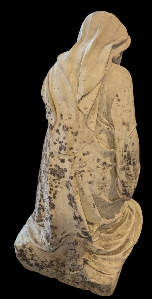 Large 19th-century Marble Sculpture Of A Seated Woman-photo-3