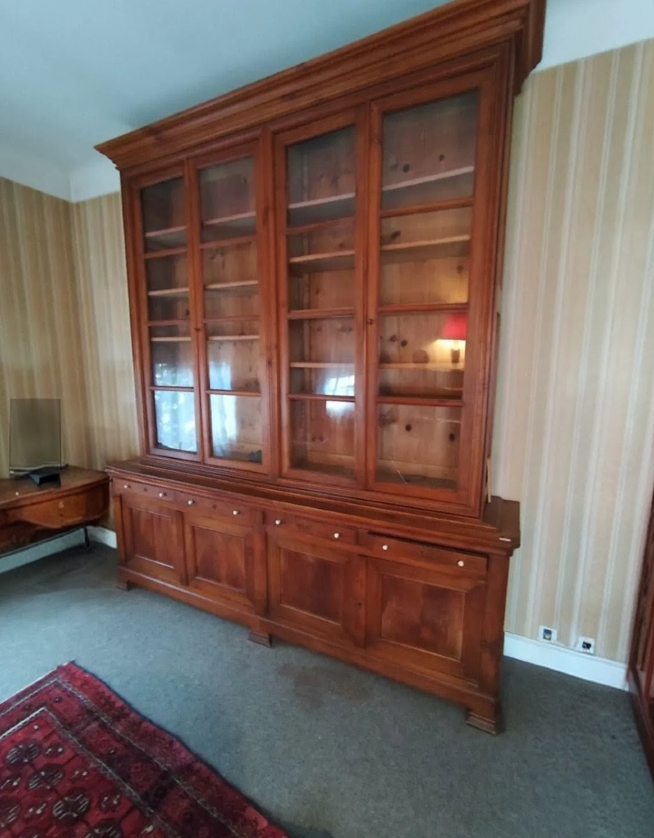 Grande bibliothèque deux corps 8 portes 19 ème siècle 