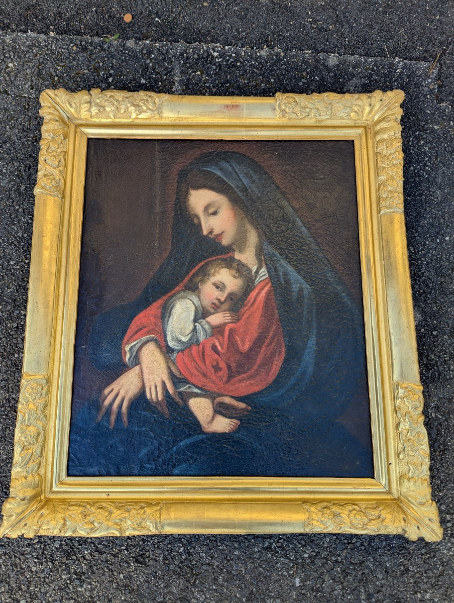 HST vierge a l'enfant avec encadrement 18 ème siècle -photo-4