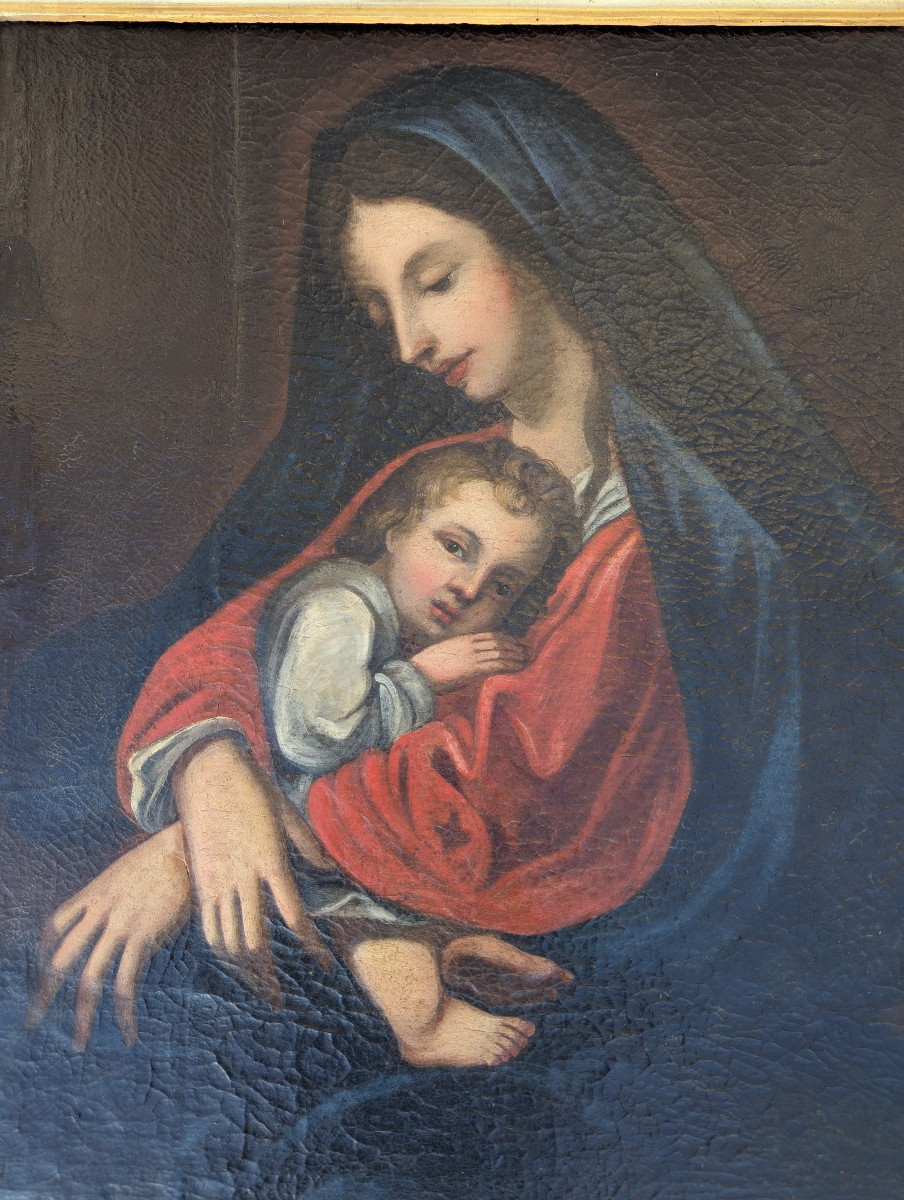 HST vierge a l'enfant avec encadrement 18 ème siècle -photo-1