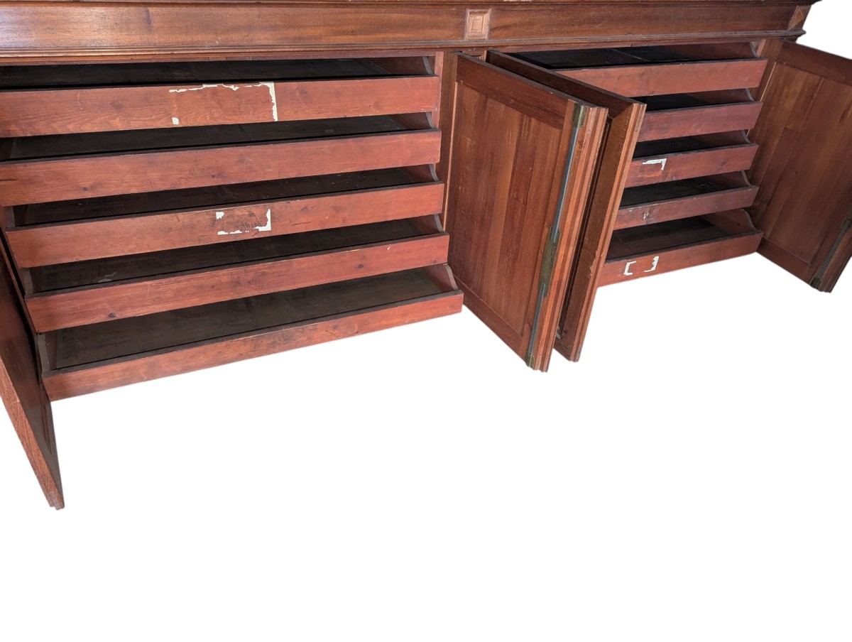 Grand meuble d’imprimerie en bibliothèque deux corps XIX Siècle -photo-4