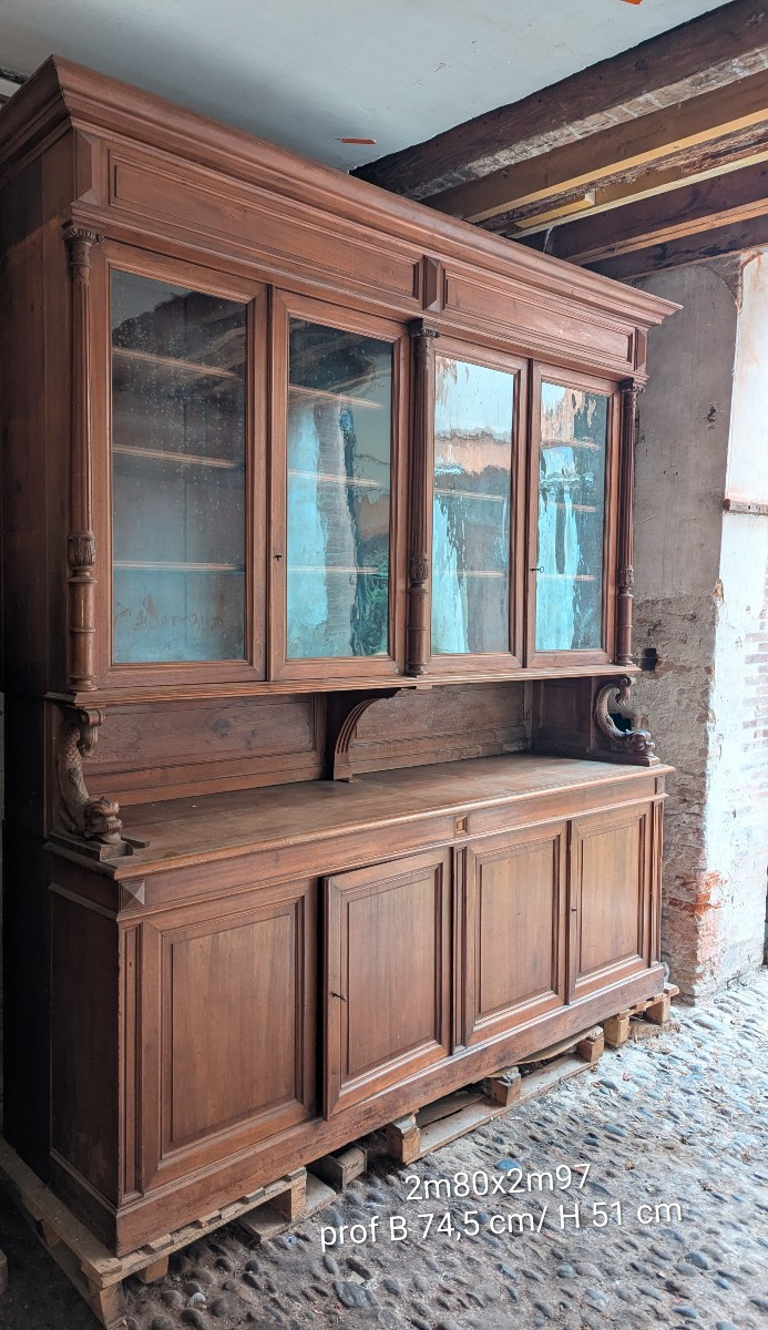 Grand meuble d’imprimerie en bibliothèque deux corps XIX Siècle -photo-2