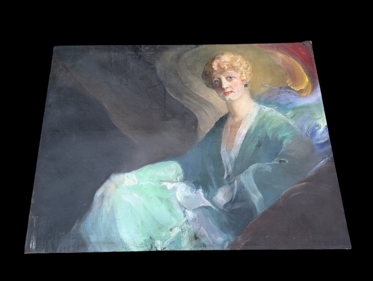 Portrait de femme élégante – Huile sur toile – Époque Art Déco, vers 1930