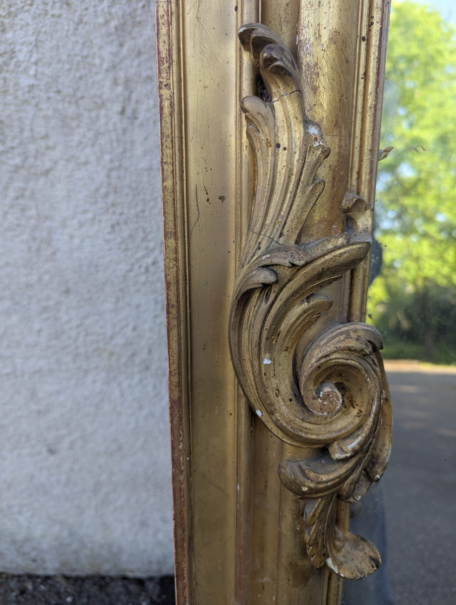Grand miroir doré d’époque Napoléon III – décor au mascaron -photo-6