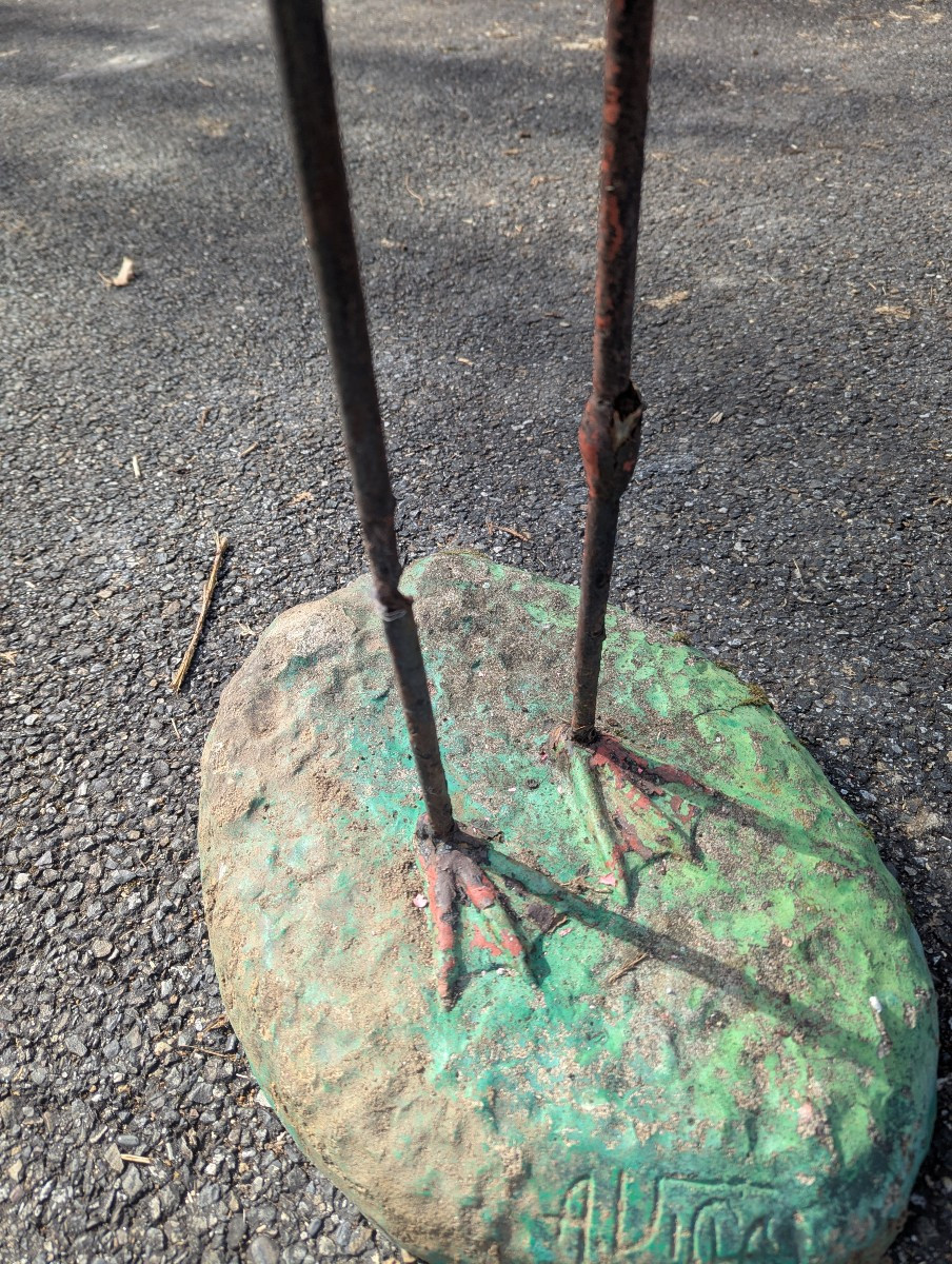 Grand flamand rose béton et métal 20 ème siècle -photo-4