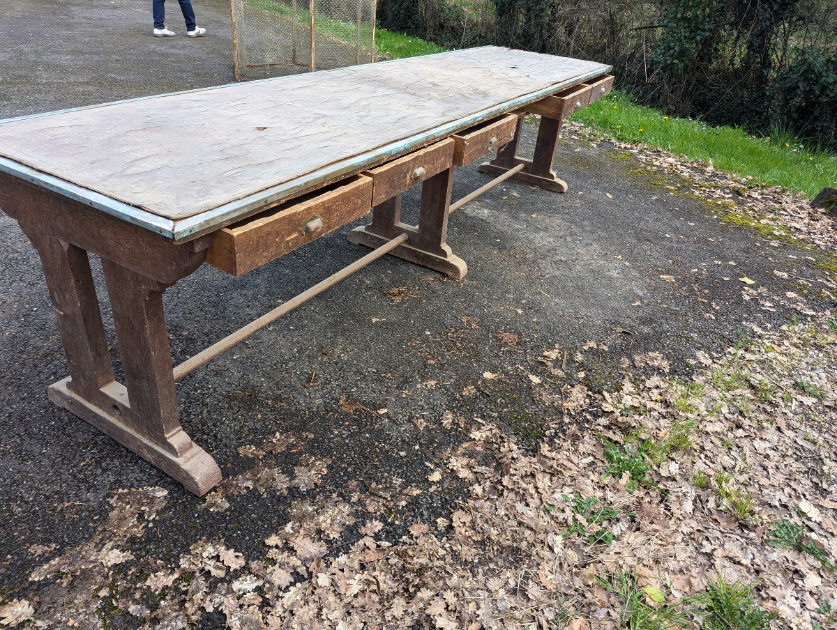 Grande table de café / table de métier – 10 tiroirs – XXe siècle-photo-2