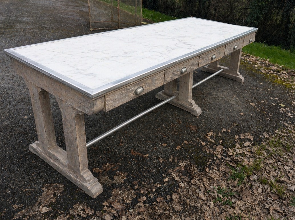 Grande table de café / table de métier – 10 tiroirs – XXe siècle-photo-1