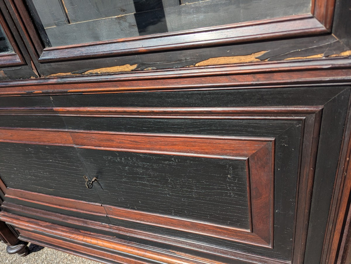Bibliothèque Vitrine Napoléon III En Palissandre Noirci – Dans Le Goût D’Hippolyte Sauvrezy – X-photo-5