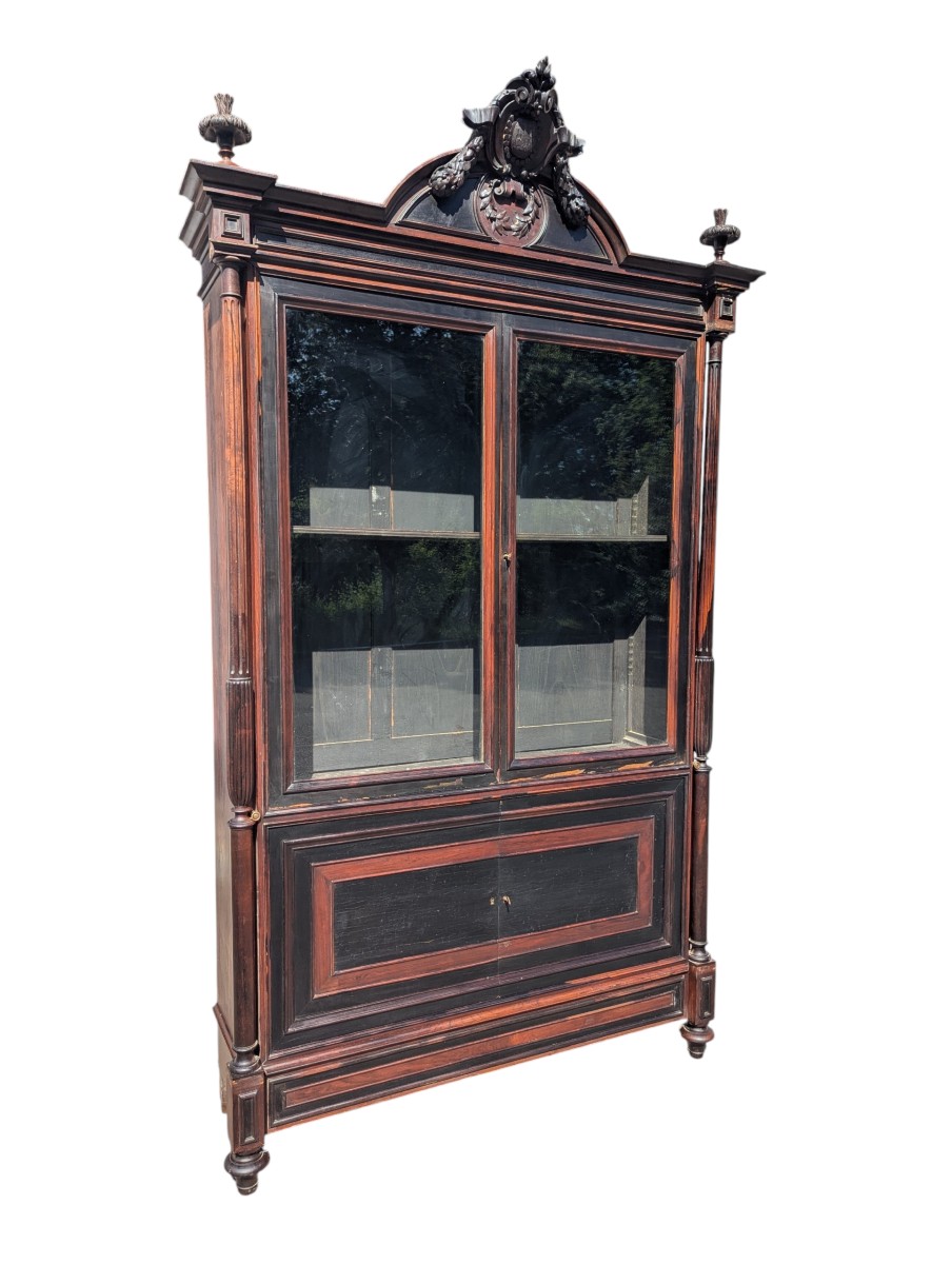Bibliothèque Vitrine Napoléon III En Palissandre Noirci – Dans Le Goût D’Hippolyte Sauvrezy – X