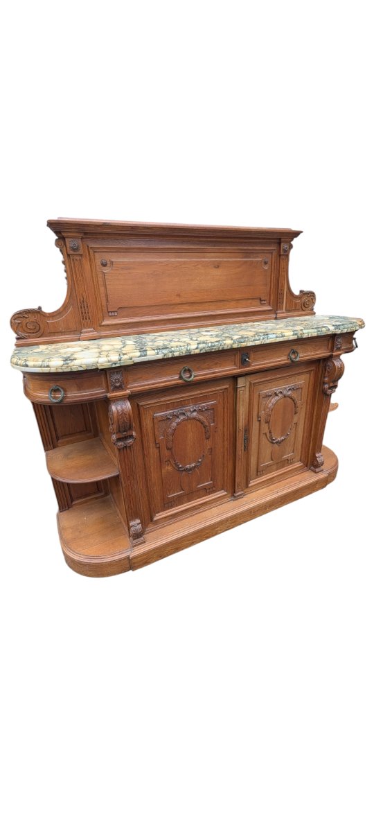 Ensemble de salle à manger Louis XVI signé Jauvert & Alet – Buffet, desserte et vitrine en chên-photo-4