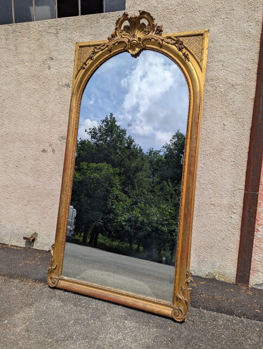 Grand miroir au mercure doré époque NII -photo-3
