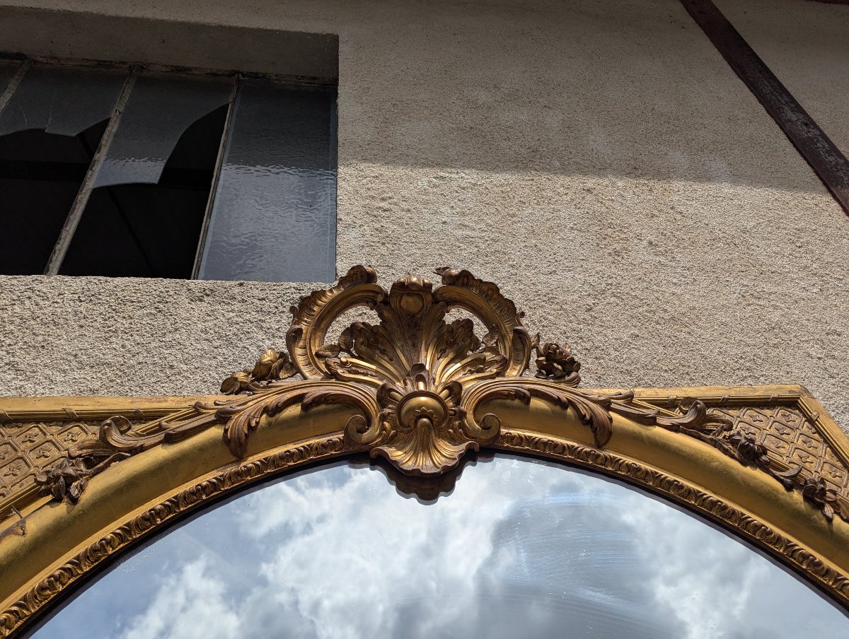 Grand miroir au mercure doré époque NII -photo-8
