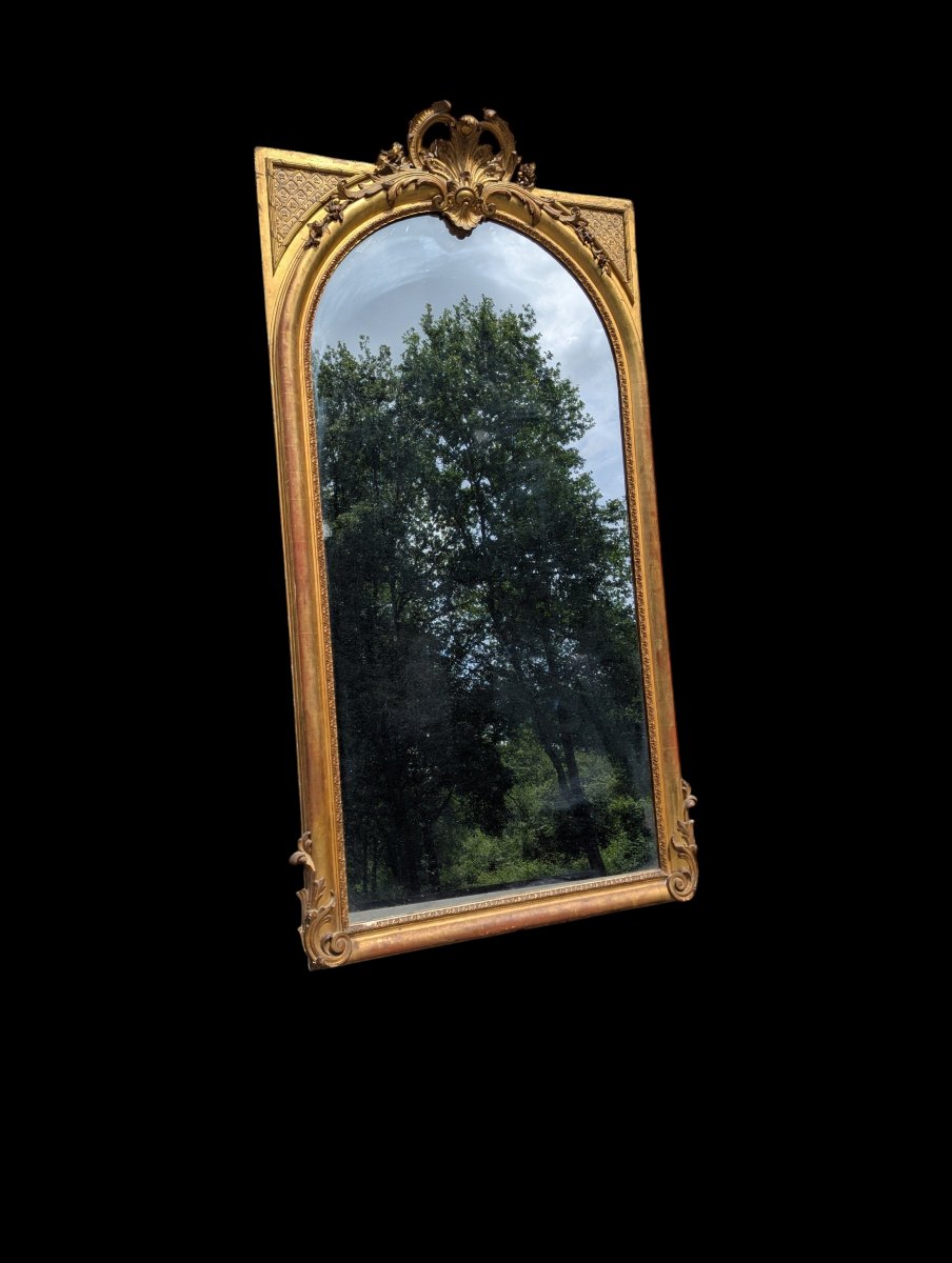 Grand miroir au mercure doré époque NII 