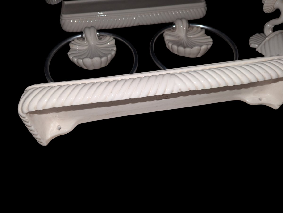 La Farnesiana Parma, Ceramic Bathroom Set In 1950s Shell Shapes-photo-2