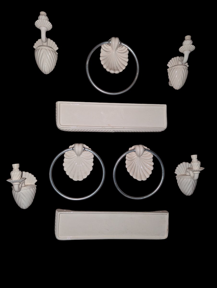 La Farnesiana Parma, Ceramic Bathroom Set In 1950s Shell Shapes