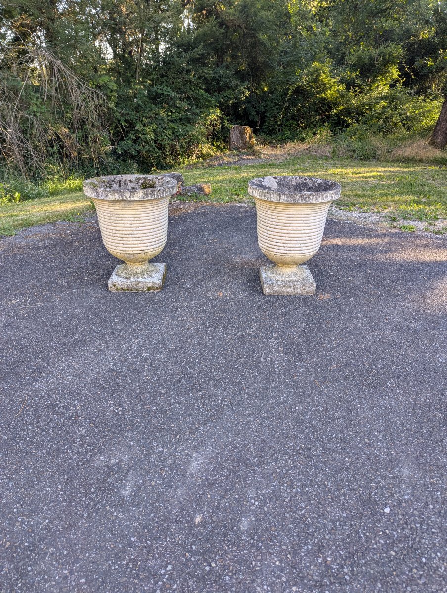 Paire de jardinière côtelèes des années 30
