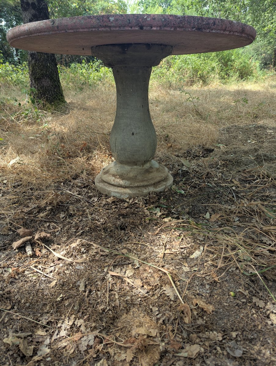 20th-century Concrete Garden Side Table With Baluster Base -photo-2