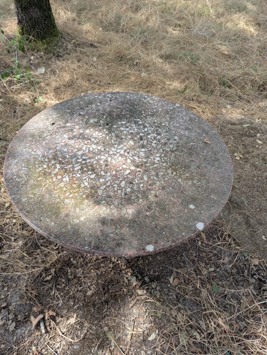 20th-century Concrete Garden Side Table With Baluster Base -photo-4