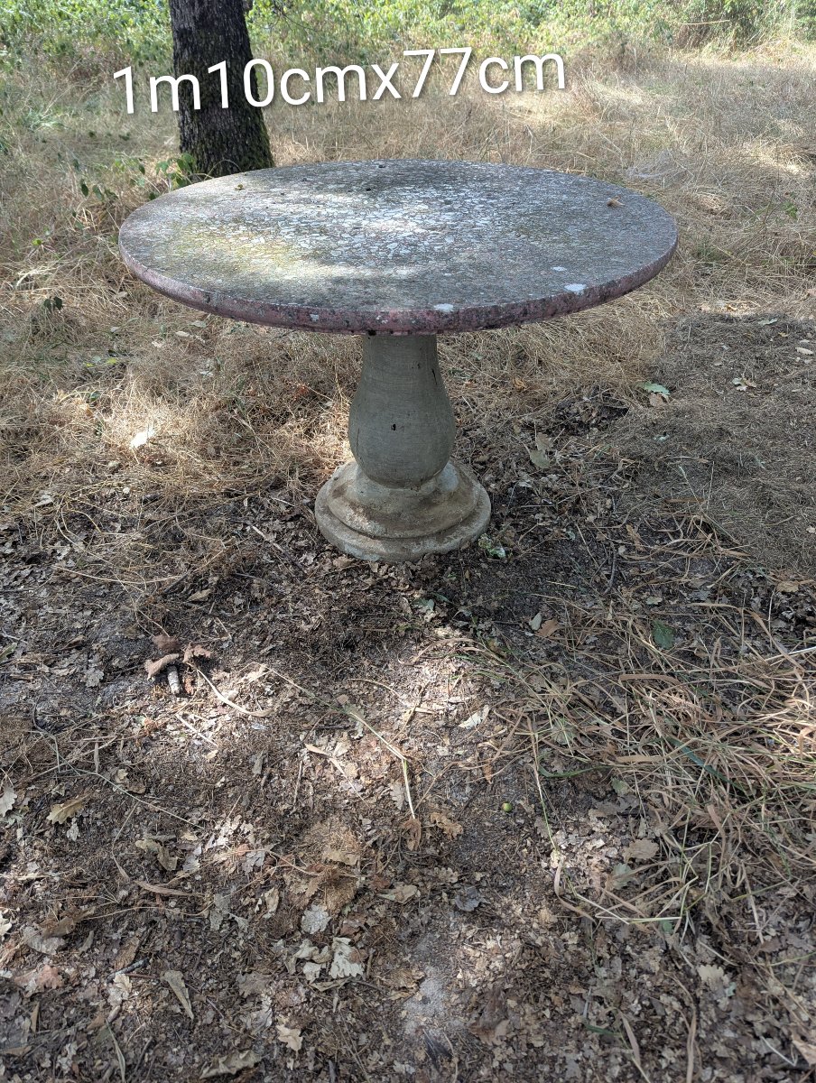 20th-century Concrete Garden Side Table With Baluster Base 