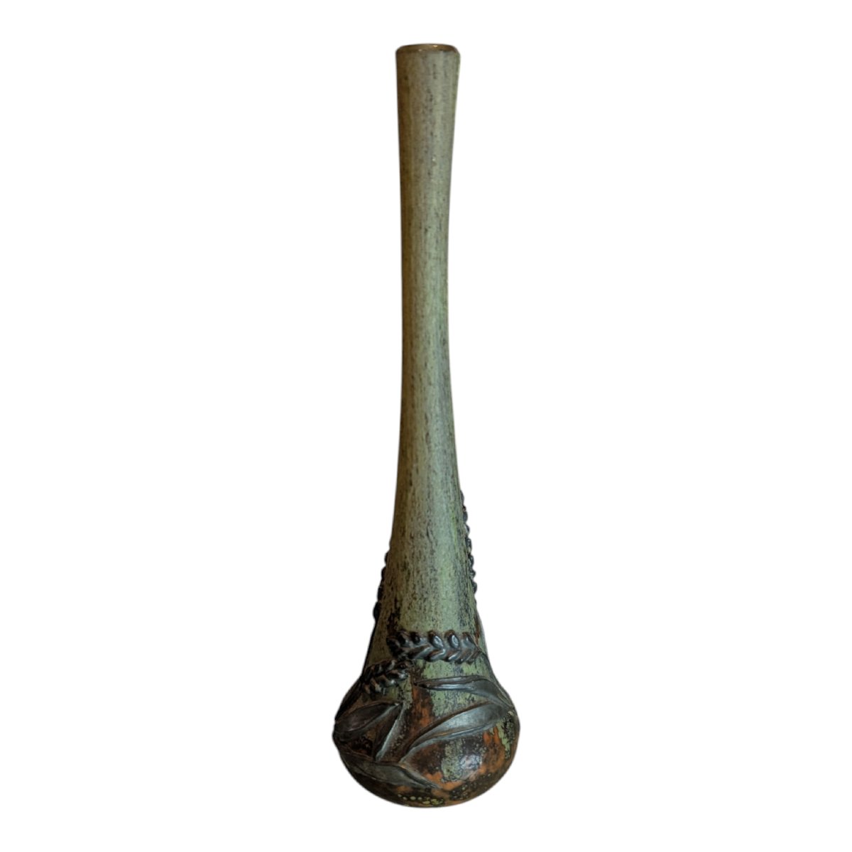  Small Berluze Vase With A Long, Slender Neck And A Pewter Base, Attributed To Daum-photo-2