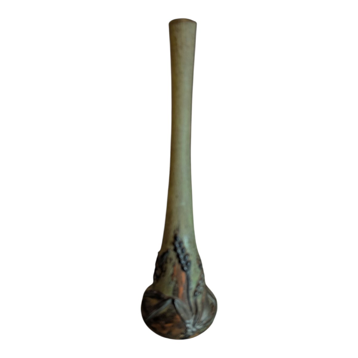  Small Berluze Vase With A Long, Slender Neck And A Pewter Base, Attributed To Daum-photo-3
