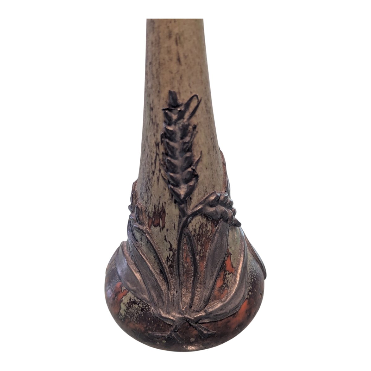  Small Berluze Vase With A Long, Slender Neck And A Pewter Base, Attributed To Daum-photo-4