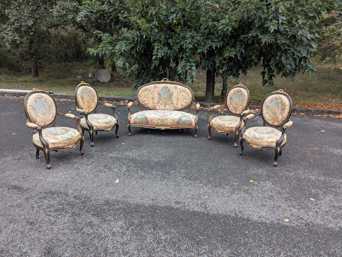 Salon Napoléon III palissandre monture bronze 