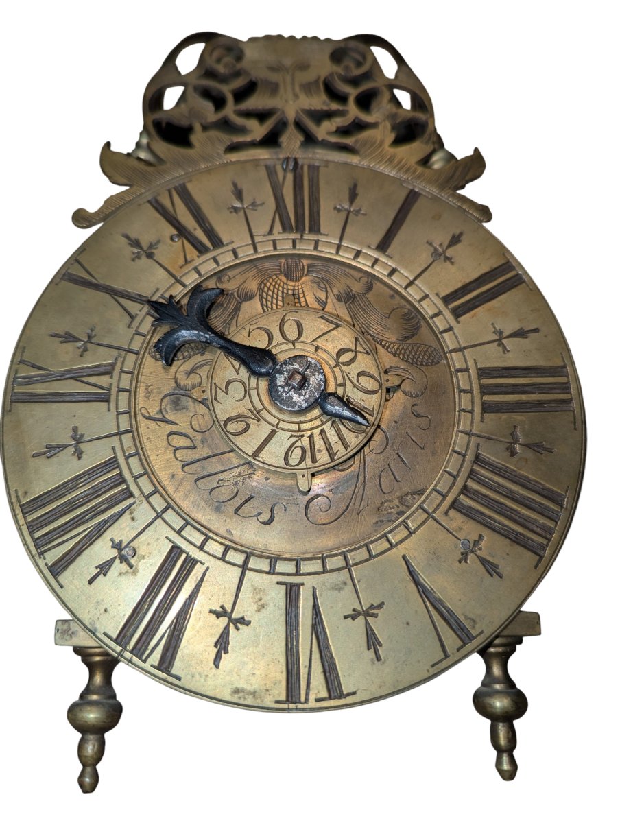 A Clock Known As A “mini Lantern,” Made Of Bronze And Brass, Engraved “gallois Paris,” 18th Century -photo-2