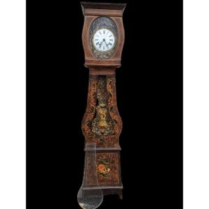 Horloge Comtoise Polychrome Avec Caisse Fleurie 19eme 