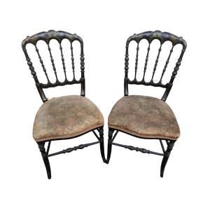 Pair Of Niii Lacquered Chairs 19th Century