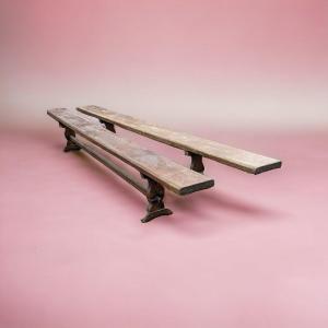 Pair Of Large Oak Benches 