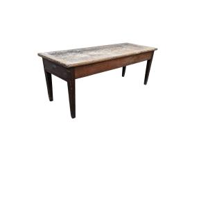 Table de ferme en cerisier pied fuseaux plateau deux planches 