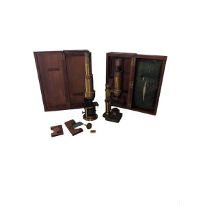 lot de deux microscope 19 ème siècle dont un signé Hartnack Oberhauser 