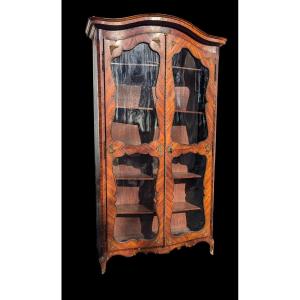 Louis XV Style Curved Glass-fronted Bookcase, 18th Century