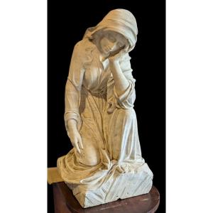 Large 19th-century Marble Sculpture Of A Seated Woman