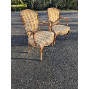 Pair Of Louis XV Period Cabriolet Armchairs Stamped By Louis Charles Carpentier