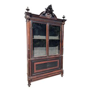 Bibliothèque Vitrine Napoléon III En Palissandre Noirci – Dans Le Goût D’Hippolyte Sauvrezy – X