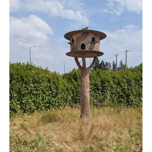 Large Garden Dovecote Made Of Concrete With A Wood-grain Finish – 20th Century –