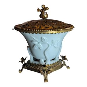 Chinese Libation Cup Made Of White Porcelain With Gilded Bronze Mounts, Kangxi Period