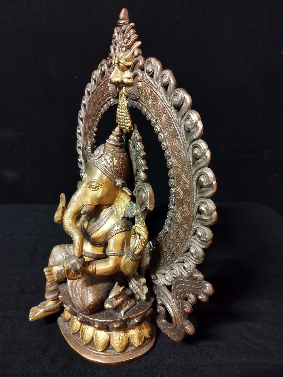 Ganesha En Bronze Doré-photo-3
