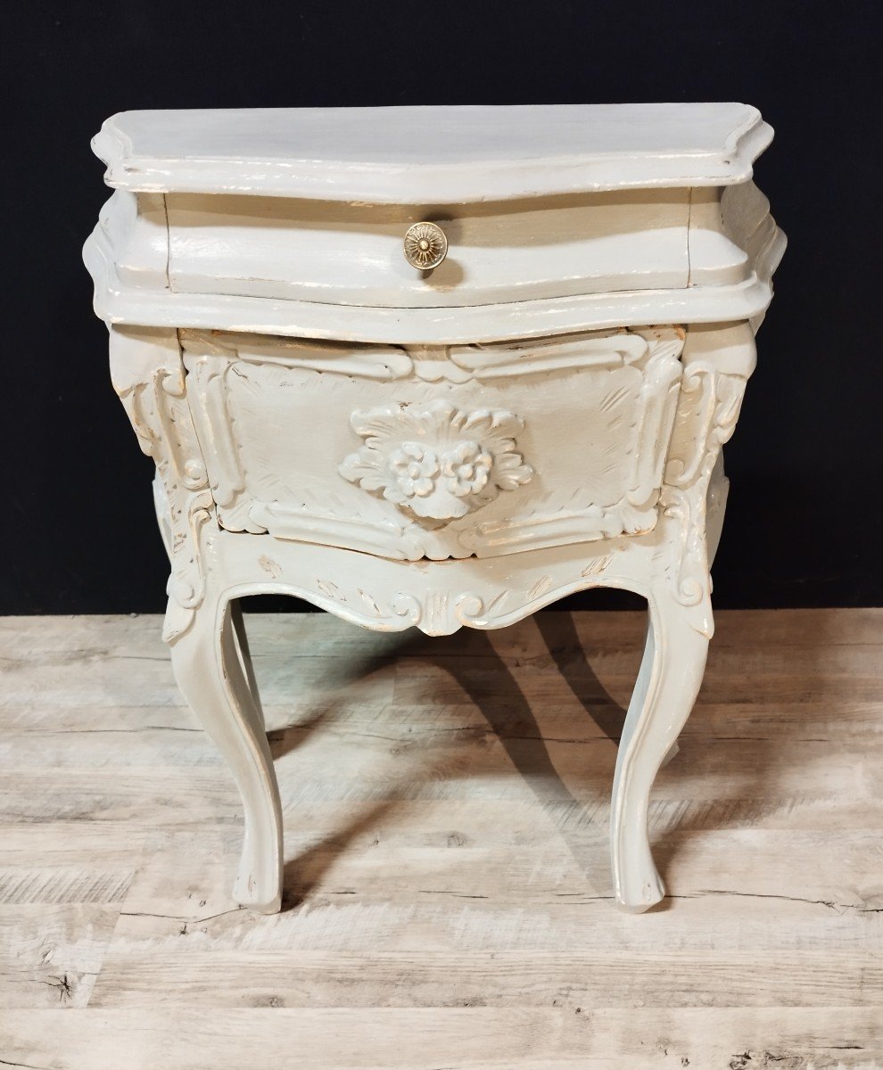 Pair Of Louis XV Style Painted Bedside Tables-photo-1