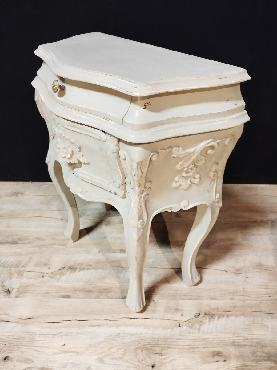 Pair Of Louis XV Style Painted Bedside Tables-photo-2