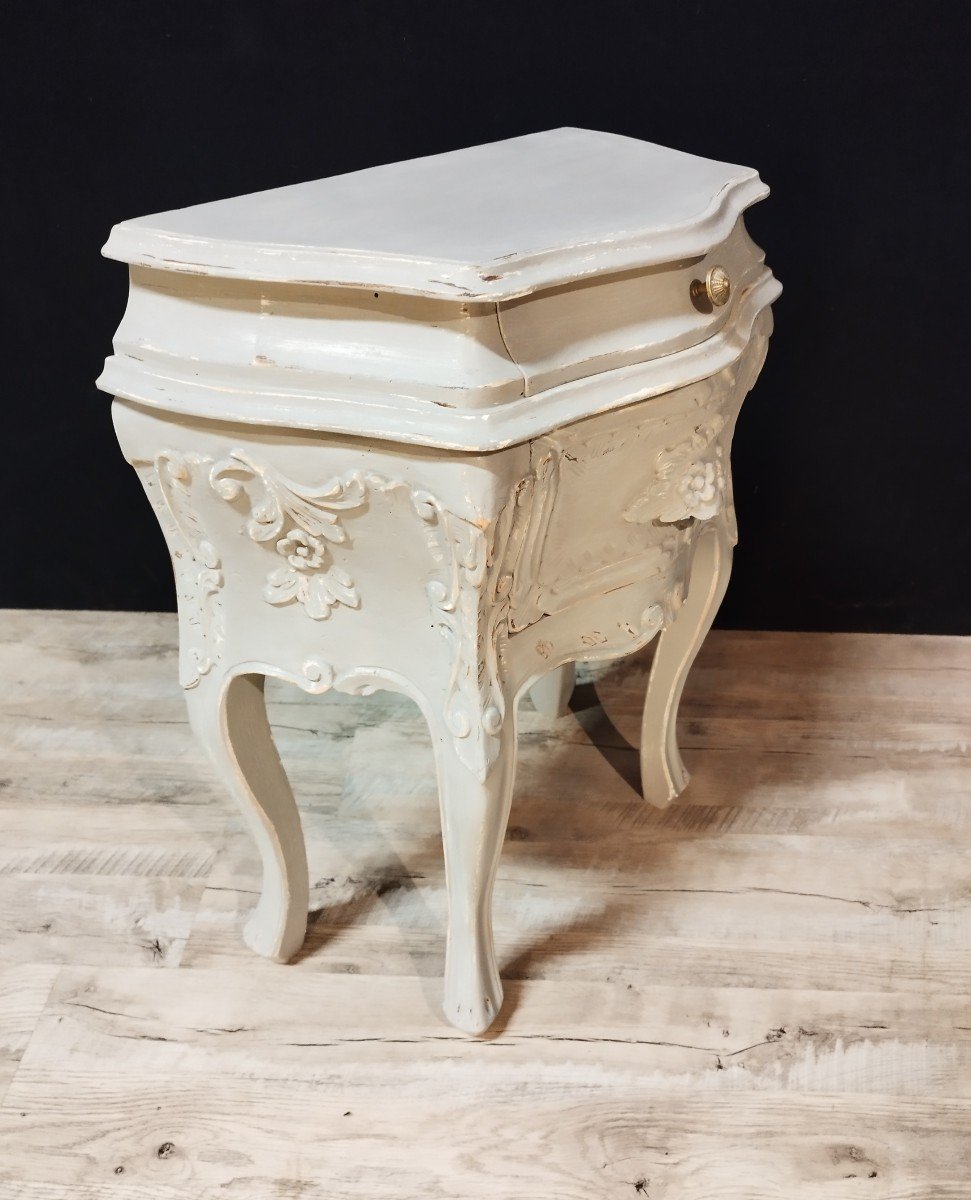 Pair Of Louis XV Style Painted Bedside Tables-photo-3
