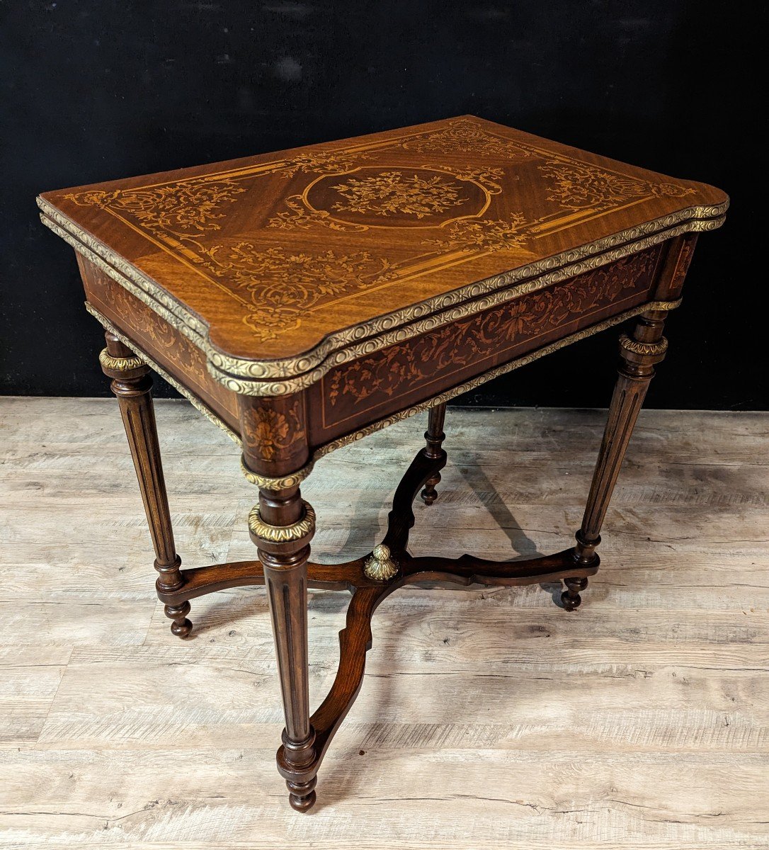 Games Table In Napoleon III Style Marquetry-photo-3