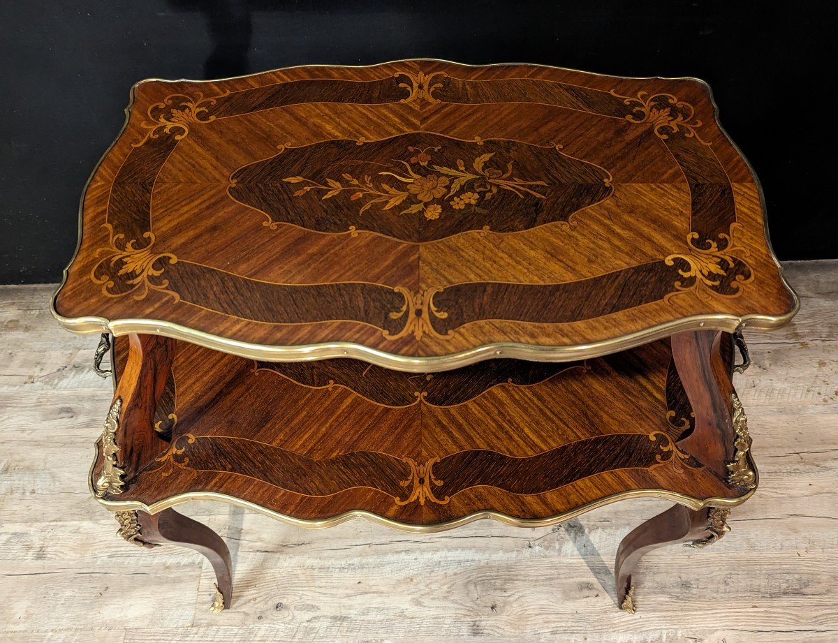 Table à Thé Marquetée Style Louis XV-photo-2
