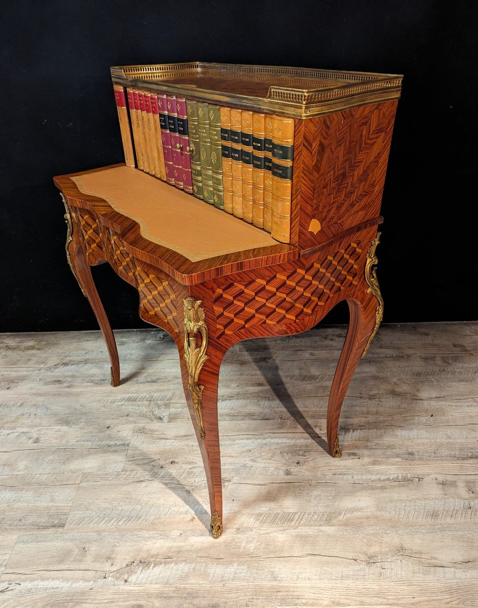 Louis XV Style Tiered Desk In Marquetry-photo-2