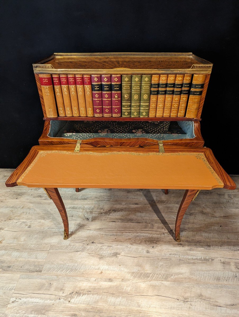 Louis XV Style Tiered Desk In Marquetry-photo-4