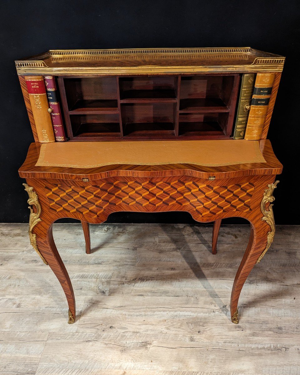 Louis XV Style Tiered Desk In Marquetry-photo-2